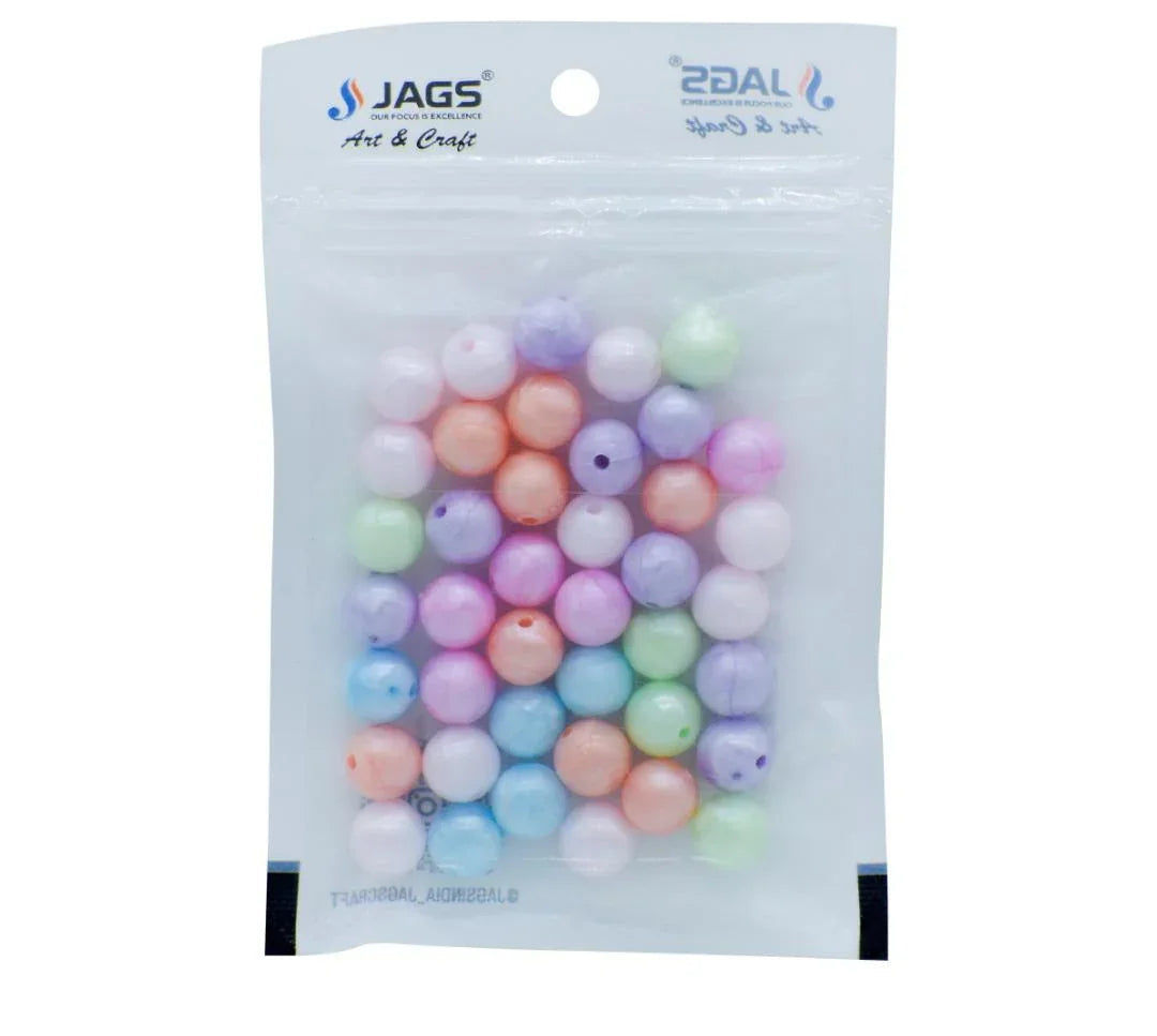 Jags Craft Beads Round Pastel Mix Colours 10MM 20Gsm JCBR03