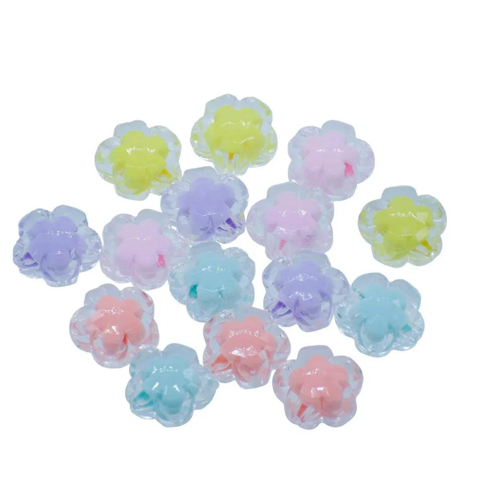 Jags Beads Two Ton Transparent Flower Set Of 15Pcs JCCP26