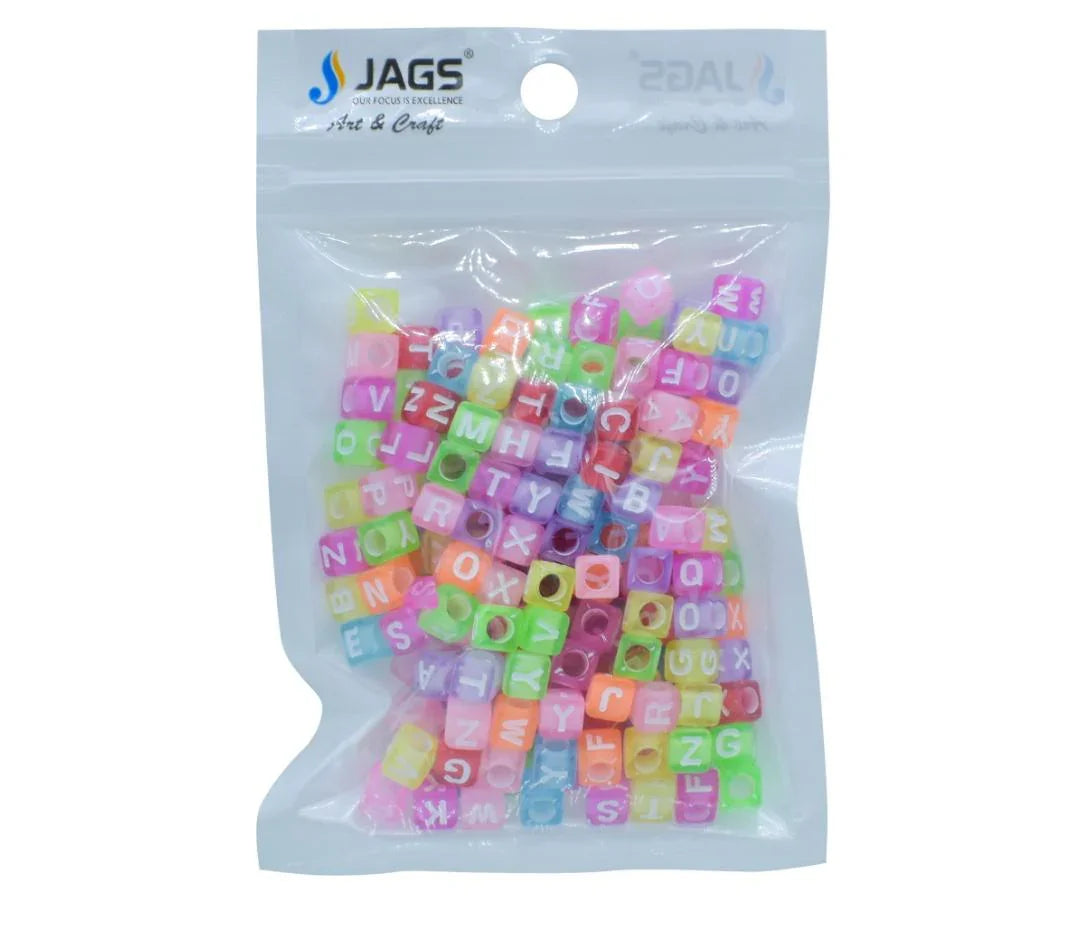 Jags Craft Beads Alphabet Square Small 25gm 6X6MM JCB204