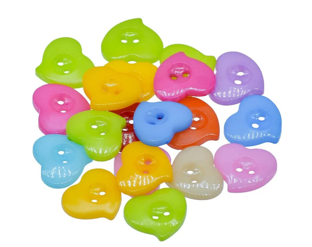 Jags Craft Decorative Button Heart 20L 20Pc JCDBP11