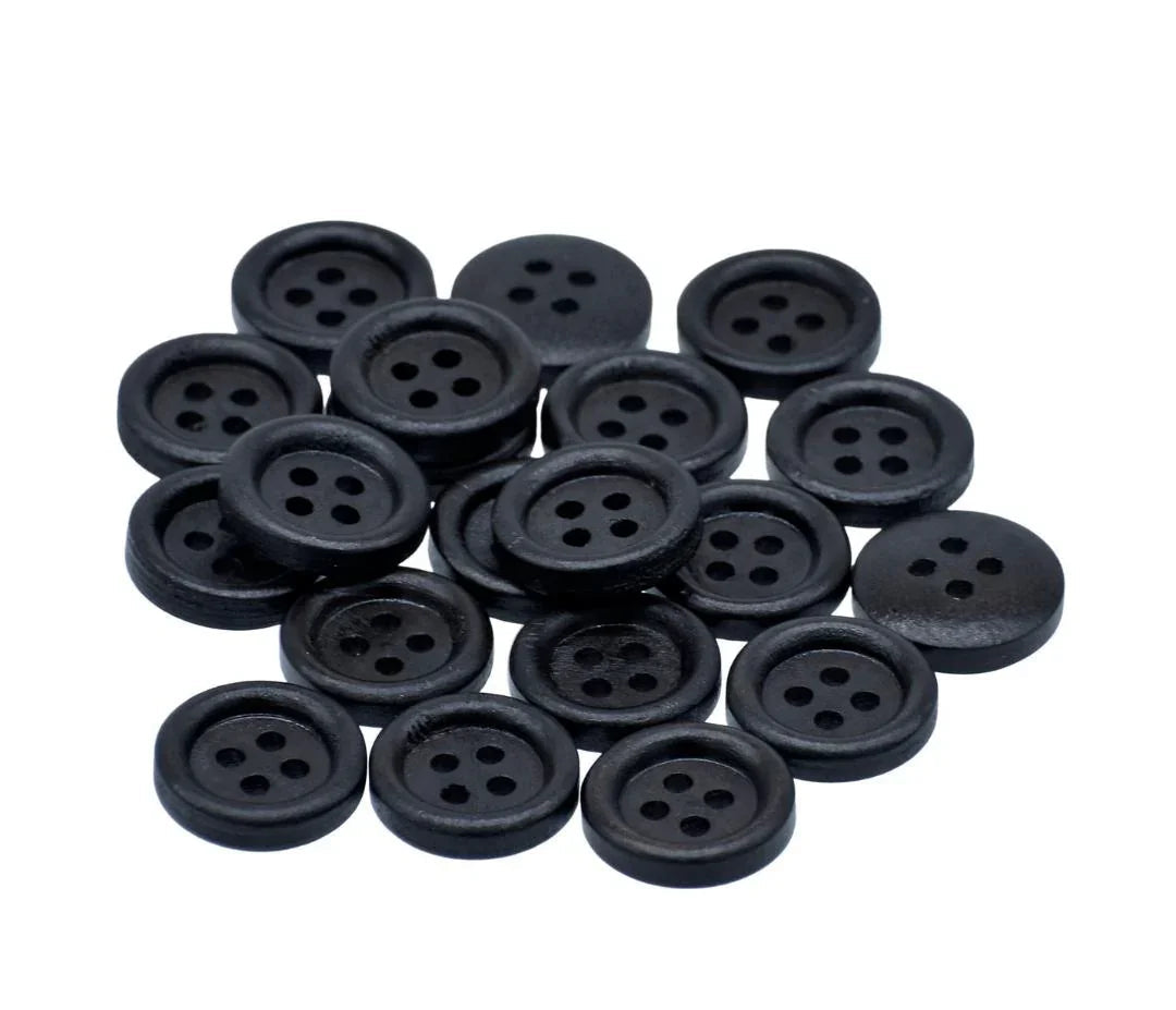 Jags Craft Decorative Button Round Black 20Pc JCDBD15MM
