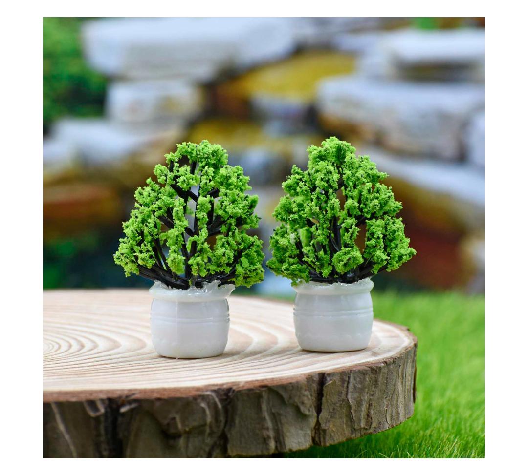 Artificial Miniature Flower Pot Green 2 Pcs CT022-GN