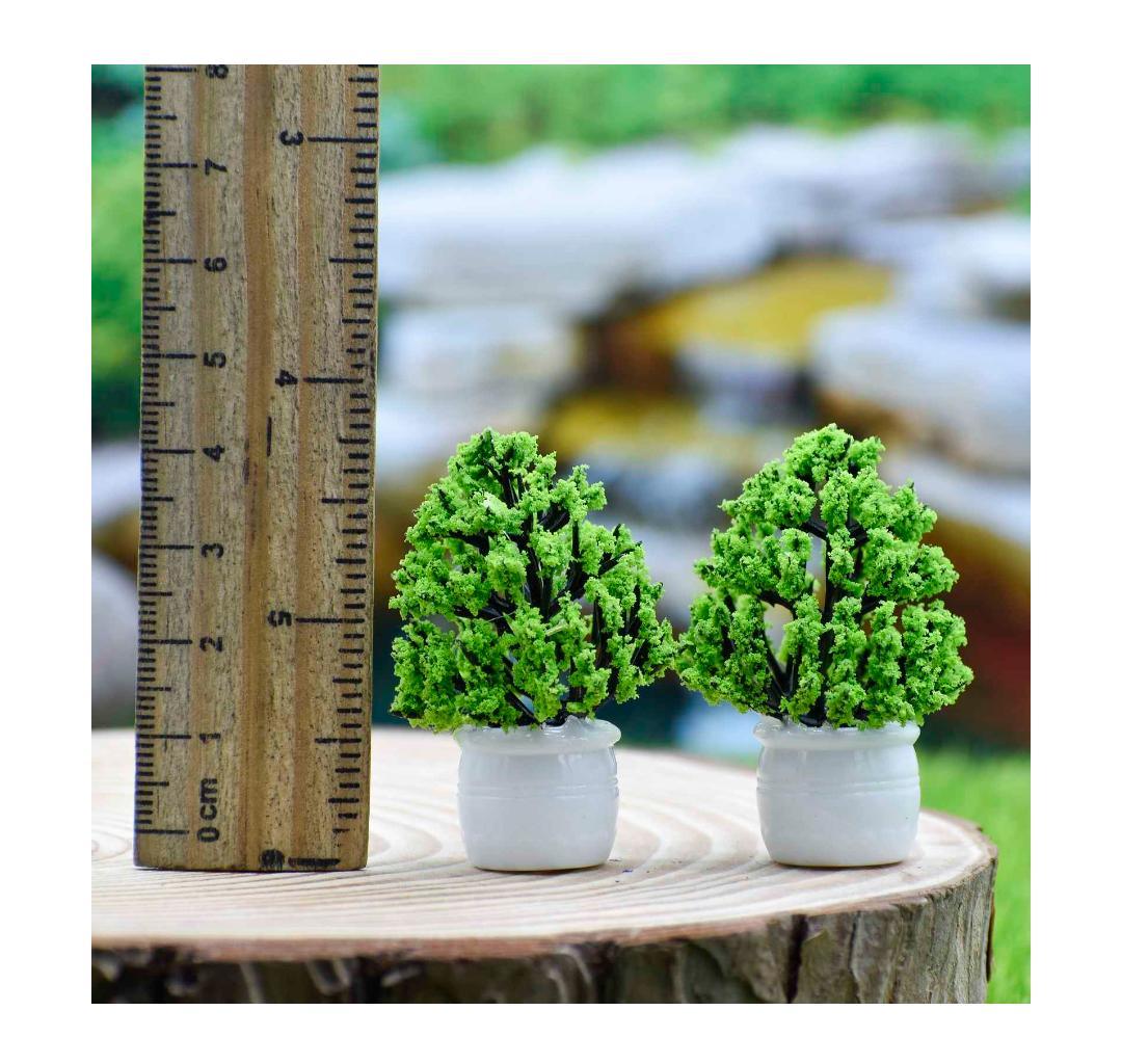 Artificial Miniature Flower Pot Green 2 Pcs CT022-GN