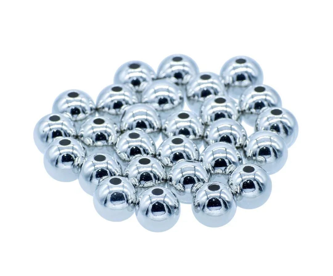 Jags Craft Beads Round Silver Colour 12MM 25Gsm JCBSR12MM
