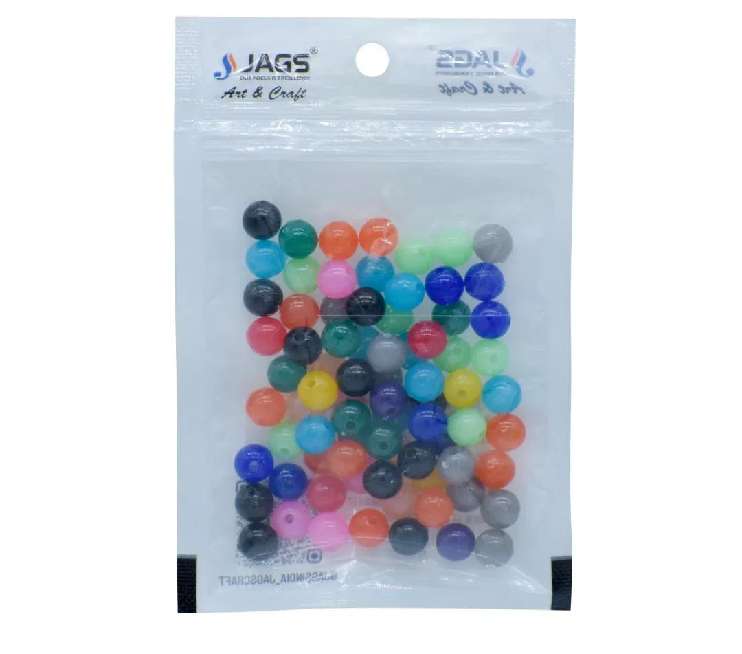 Jags Craft Beads Round Multi Colours 8MM 20Gsm JCBR05