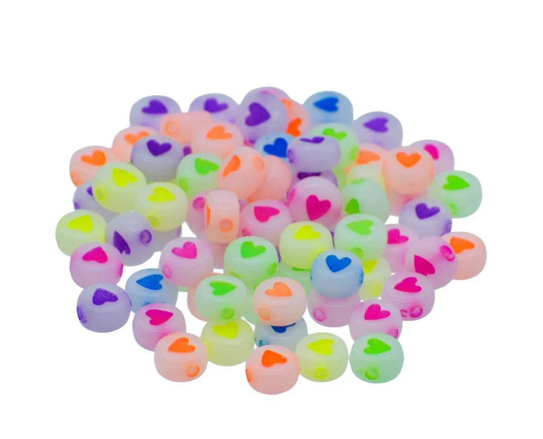 Jags Craft Beads Neon Heart Colourfull 10gm 4X7MM JCB214