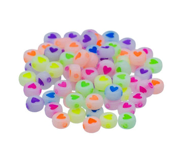Jags Craft Beads Neon Heart Colourfull 10gm 4X7MM JCB214