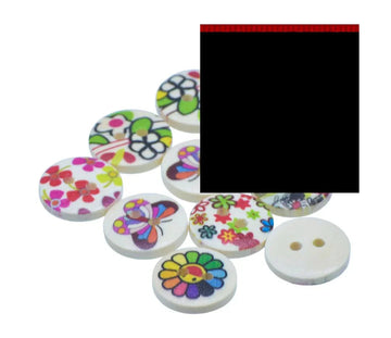 Jags Craft Decorative Button Round Printed 24L 10Pc JCDBP44