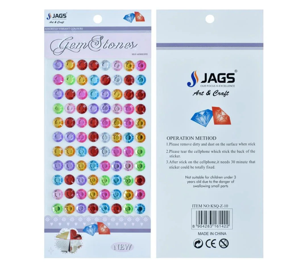 Jags Gem Stones Sticker Round Multicolour KSQ-Z-10