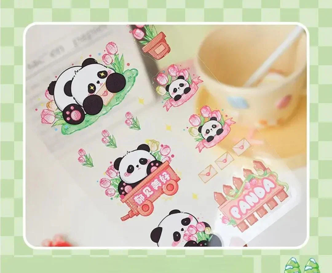 Cute Panda Pet stickers for Journaling and scrapbooking l Pack of 1 contains 4 sheets l 100x150mm