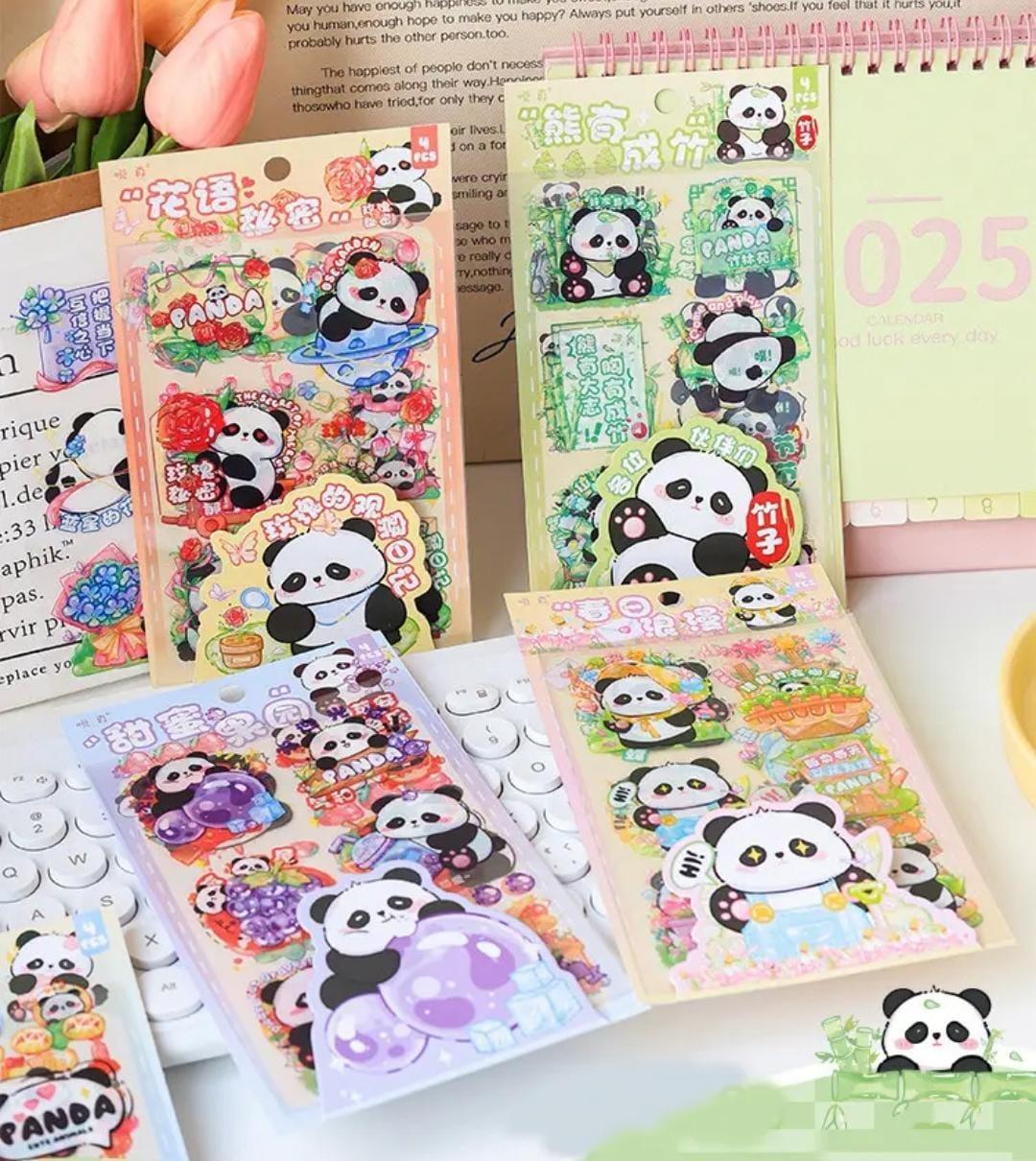 Cute Panda Pet stickers for Journaling and scrapbooking l Pack of 1 contains 4 sheets l 100x150mm