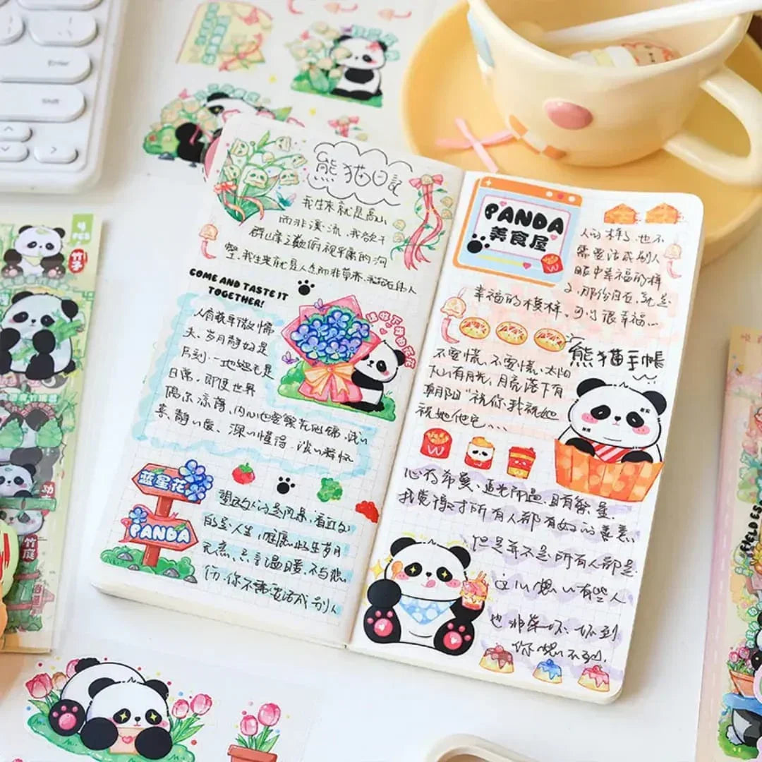 Cute Panda Pet stickers for Journaling and scrapbooking l Pack of 1 contains 4 sheets l 100x150mm