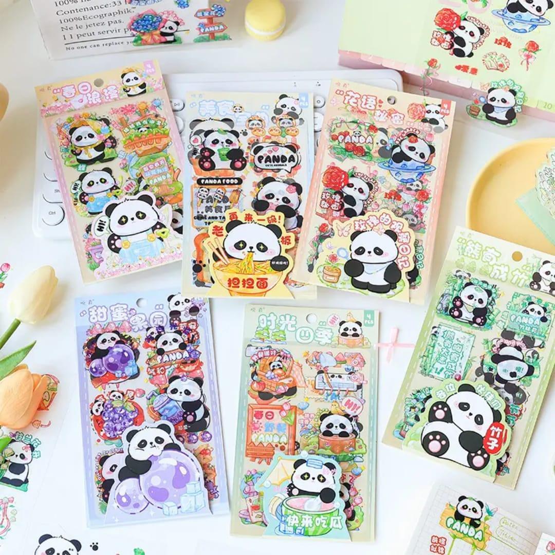 Cute Panda Pet stickers for Journaling and scrapbooking l Pack of 1 contains 4 sheets l 100x150mm