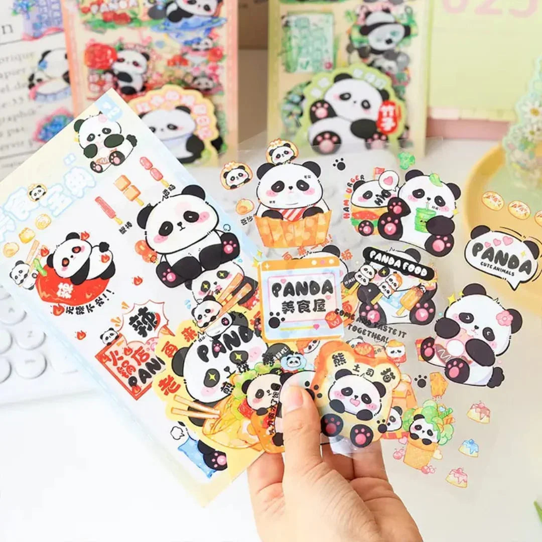 Cute Panda Pet stickers for Journaling and scrapbooking l Pack of 1 contains 4 sheets l 100x150mm
