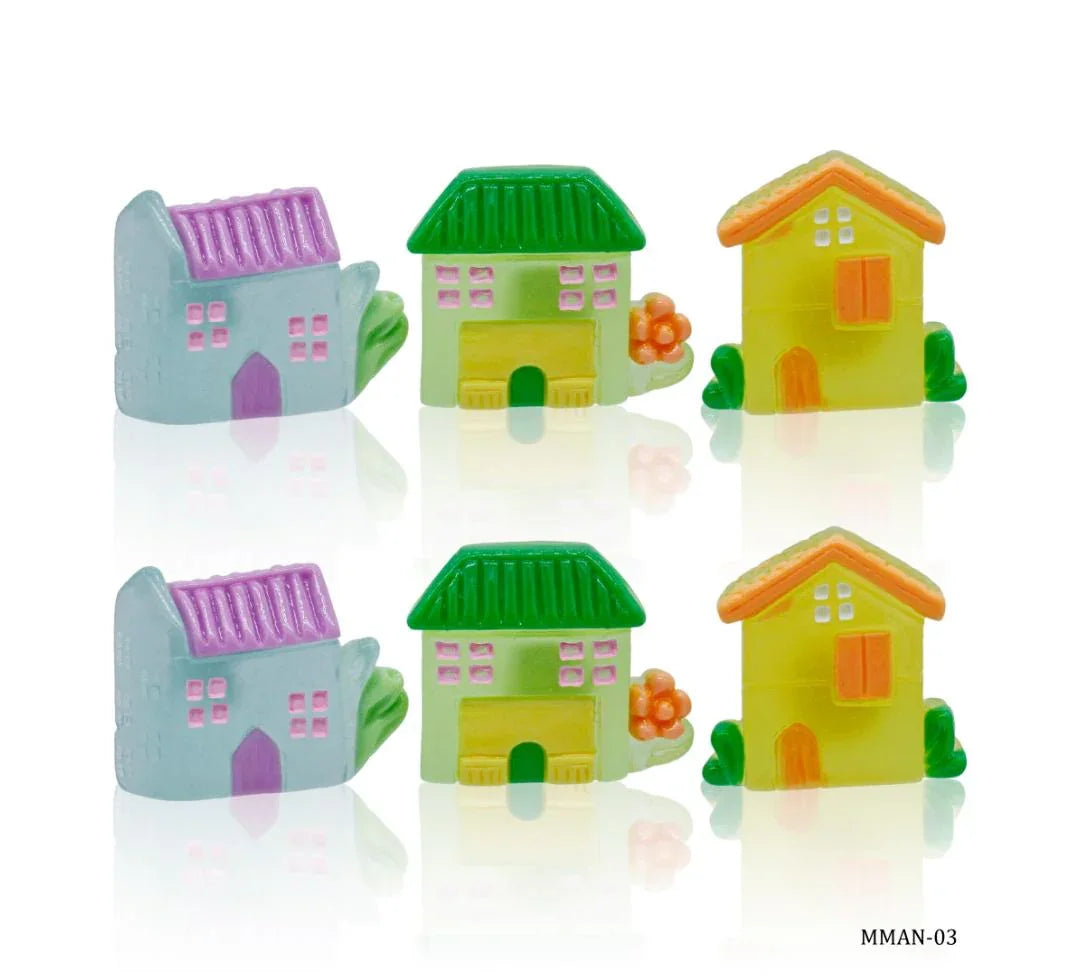 Miniature Model Transparent House 6Pcs Mix Colour MMAN-03