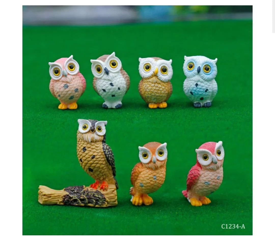 Miniature Model Owl 7Pcs C1234-1 To 7 C1234-A