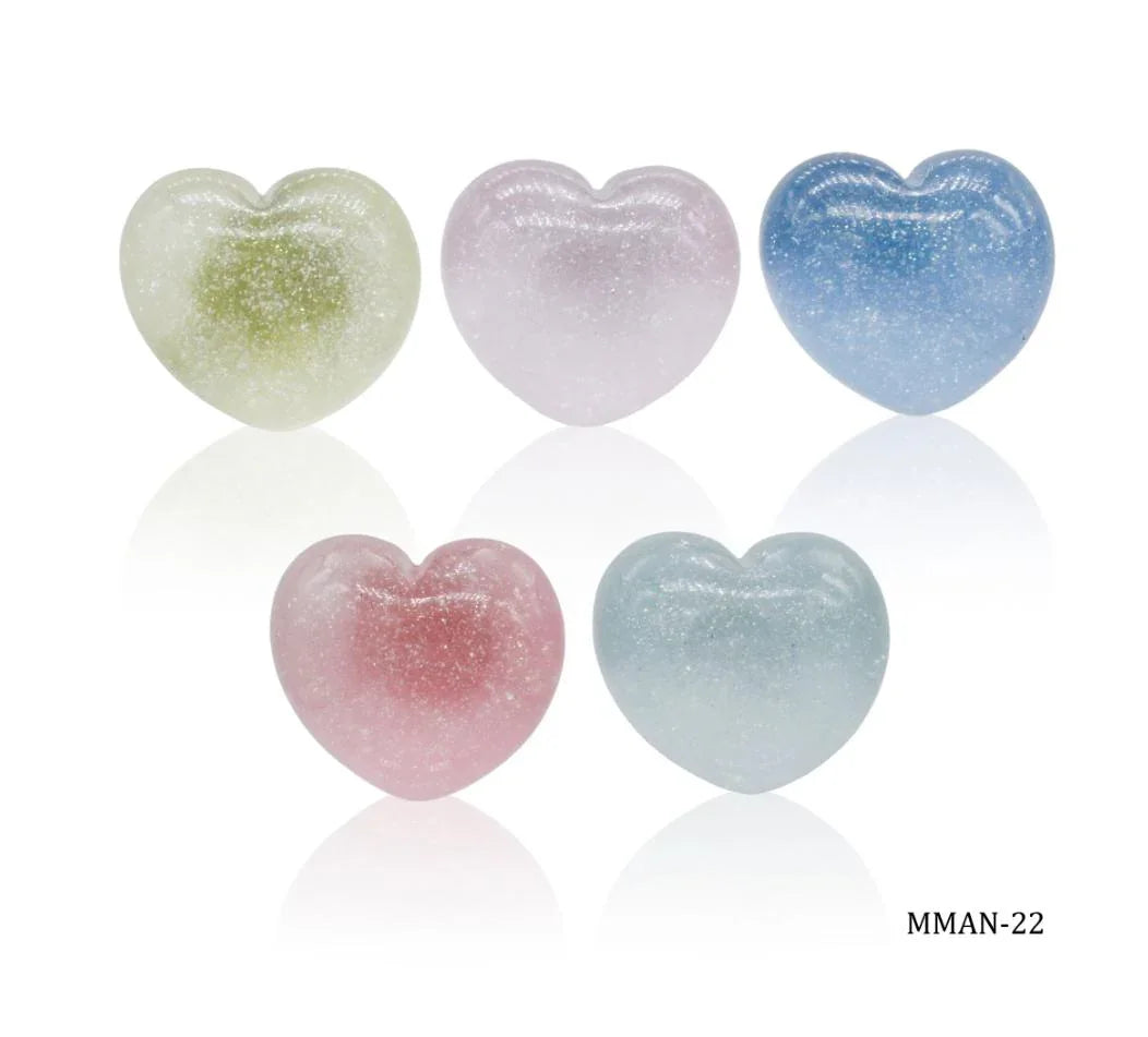 Miniature Model Glitter Heart 5Pcs Mix Colour MMAN-22