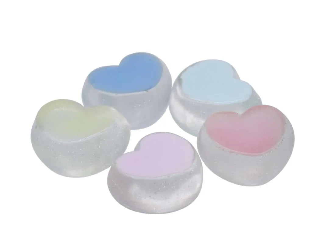 Miniature Model Glitter Heart 5Pcs Mix Colour MMAN-22