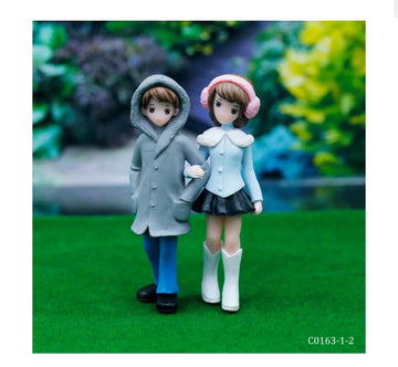 Miniature Model Couple Set Greay&Blue C0163-1 To 2 C0163-1-2