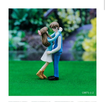 Miniature Model Couple Set Blue&White C0871-1 To 2 C0871-1-2