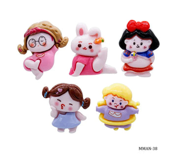 Miniature Model Cartoon Girls 5Pcs Mix Colour MMAN-38