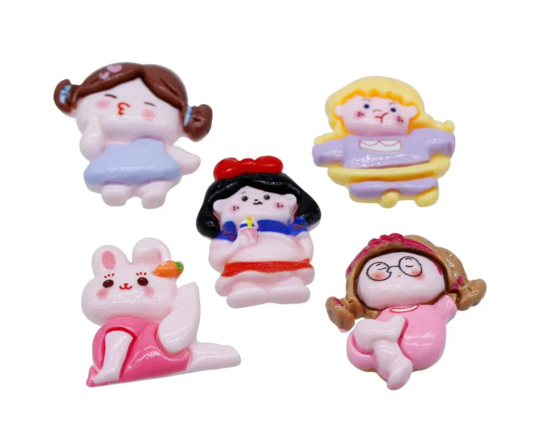 Miniature Model Cartoon Girls 5Pcs Mix Colour MMAN-38