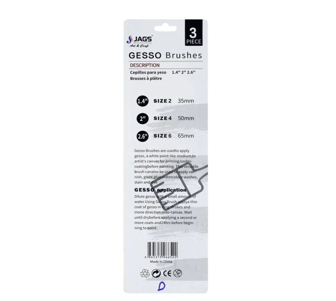 Gesso Paint Brush 3PicsSet Synth Hair Lig 35 50 65MM BS-8032