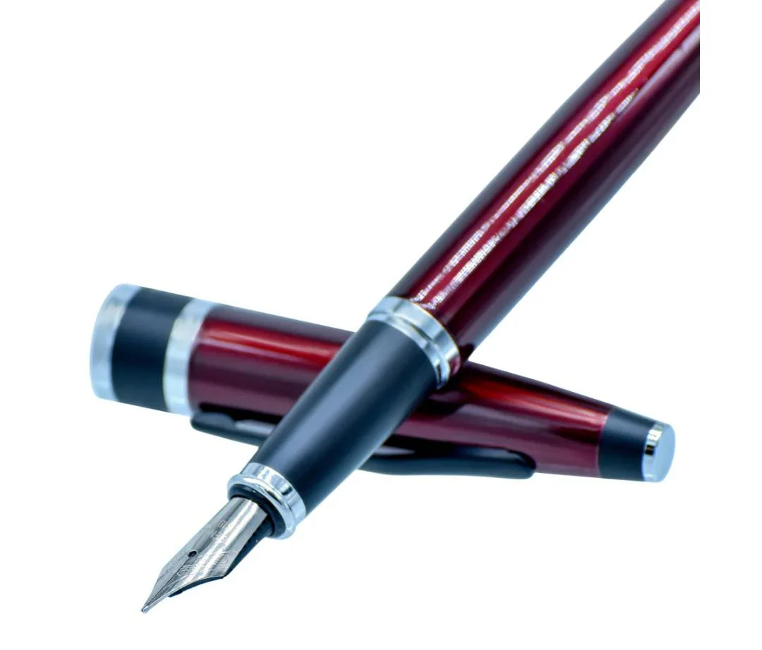 Fountain Pen Red Black Clip 9168FPRD