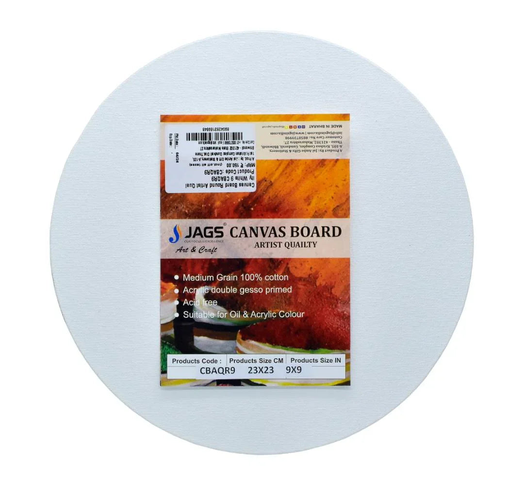 Canvas Board Round Artist Quality White 9 CBAQR9