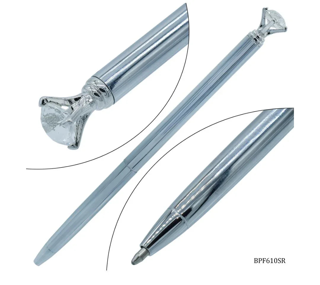 Ball Pen Fancey Top Small Diamonds Silver BPF610SR