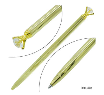 Ball Pen Fancey Top Small Diamonds Gold BPF610GD