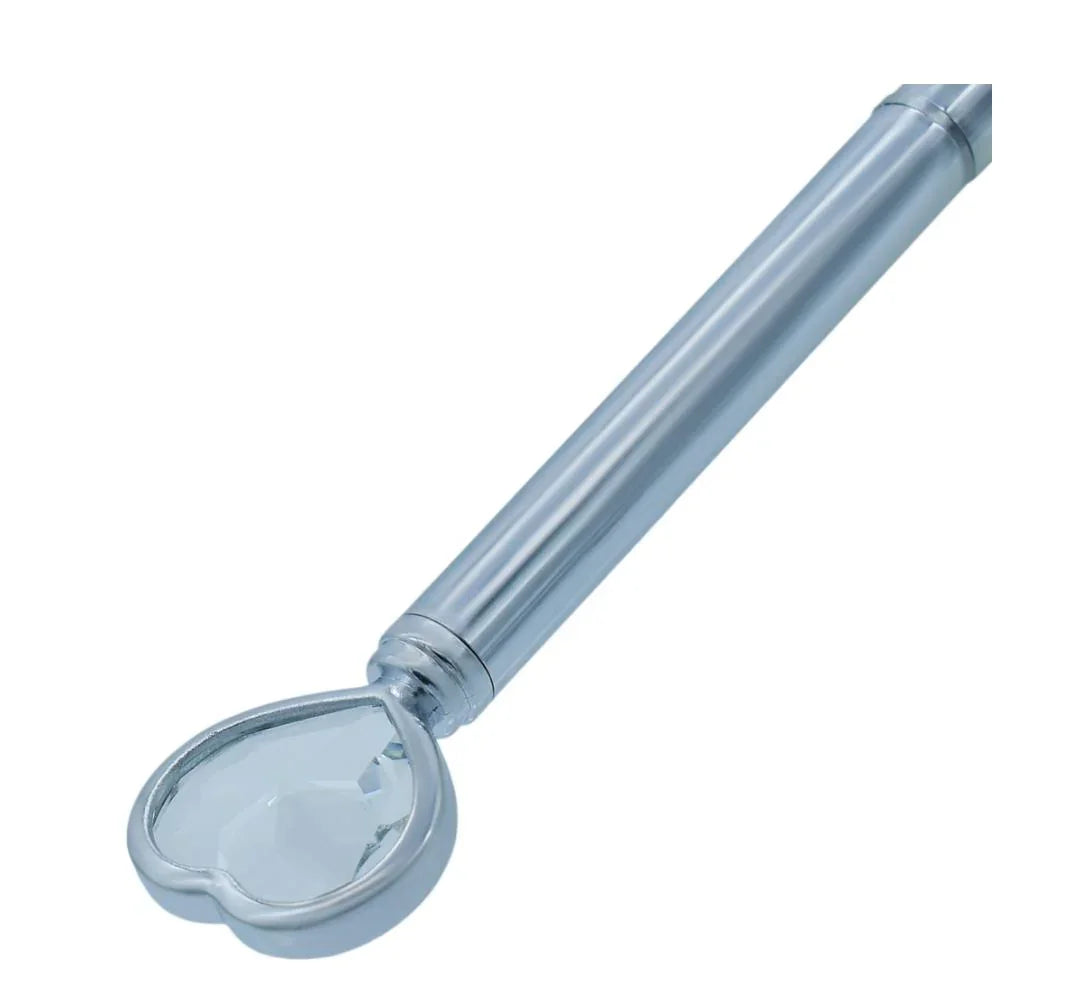 Ball Pen Fancey Top Heart With Diamonds Silver BPF640SR