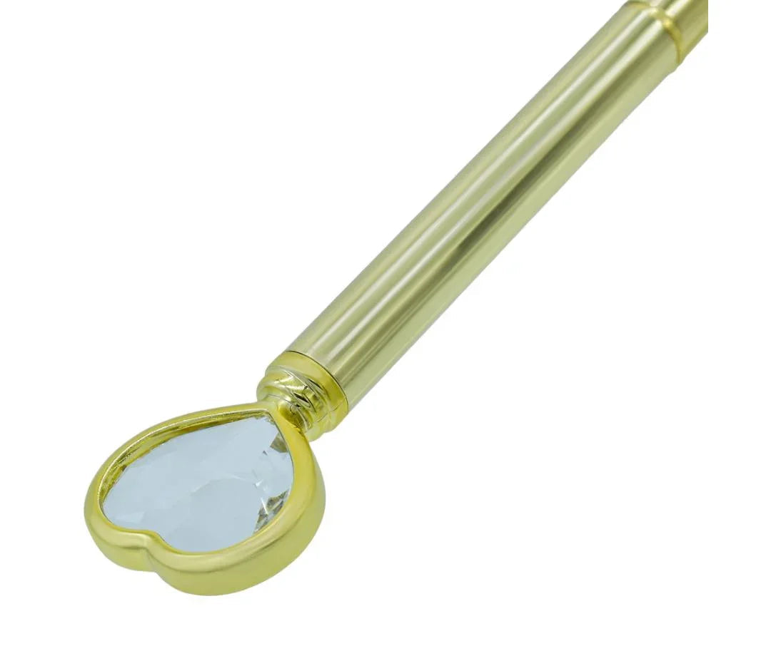 Ball Pen Fancey Top Heart With Diamonds Gold BPF640GD