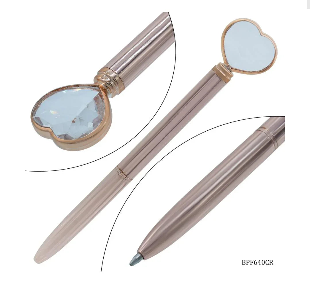 Ball Pen Fancey Top Heart With Diamonds Copper BPF640CR