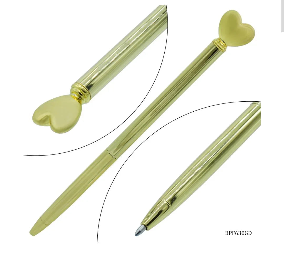 Ball Pen Fancey Top Heart Gold BPF630GD