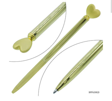 Ball Pen Fancey Top Heart Gold BPF630GD