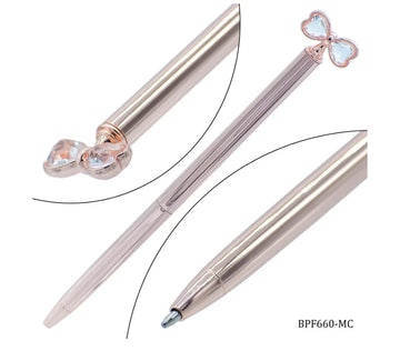 Ball Pen Fancey Top Bow Tie With Diamonds Mix BPF660-MC