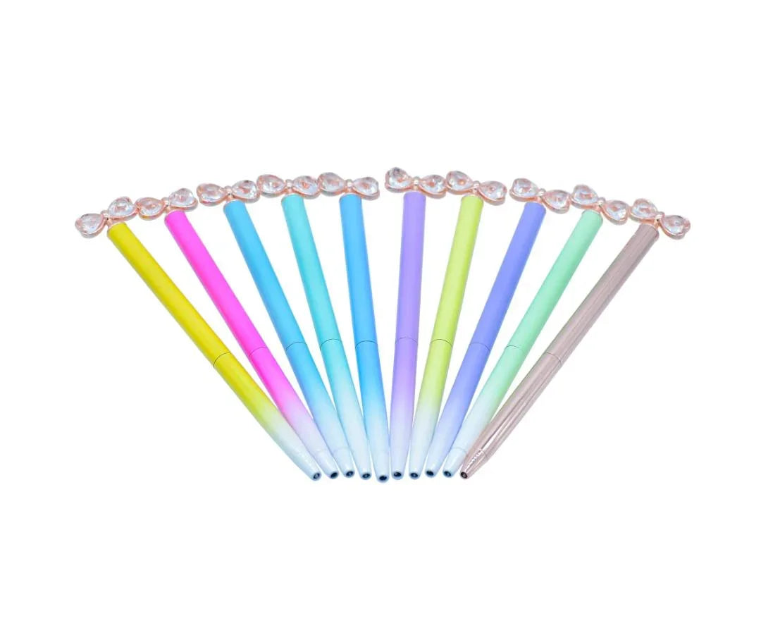 Ball Pen Fancey Top Bow Tie With Diamonds Mix BPF660-MC