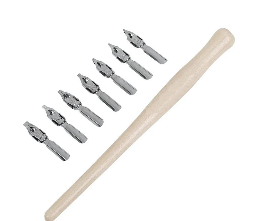 Calligraphy Wooden 7 Nib Set 8Pcs Set E0354