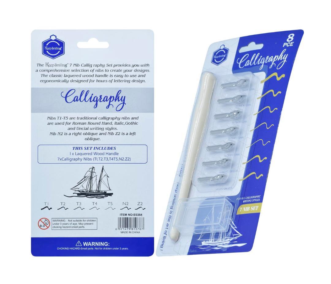 Calligraphy Wooden 7 Nib Set 8Pcs Set E0354