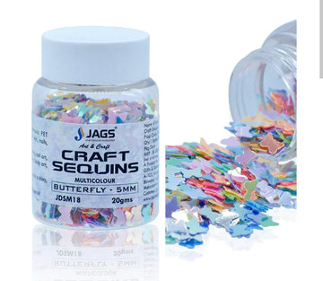 Jags Craft Sequins Multi Colour 20GMS Butterfly 5MM JDSM18