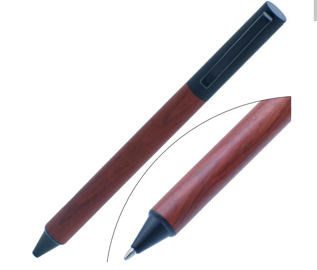 Ball Pen Wood Finish Half & Black Clip 805BPBK