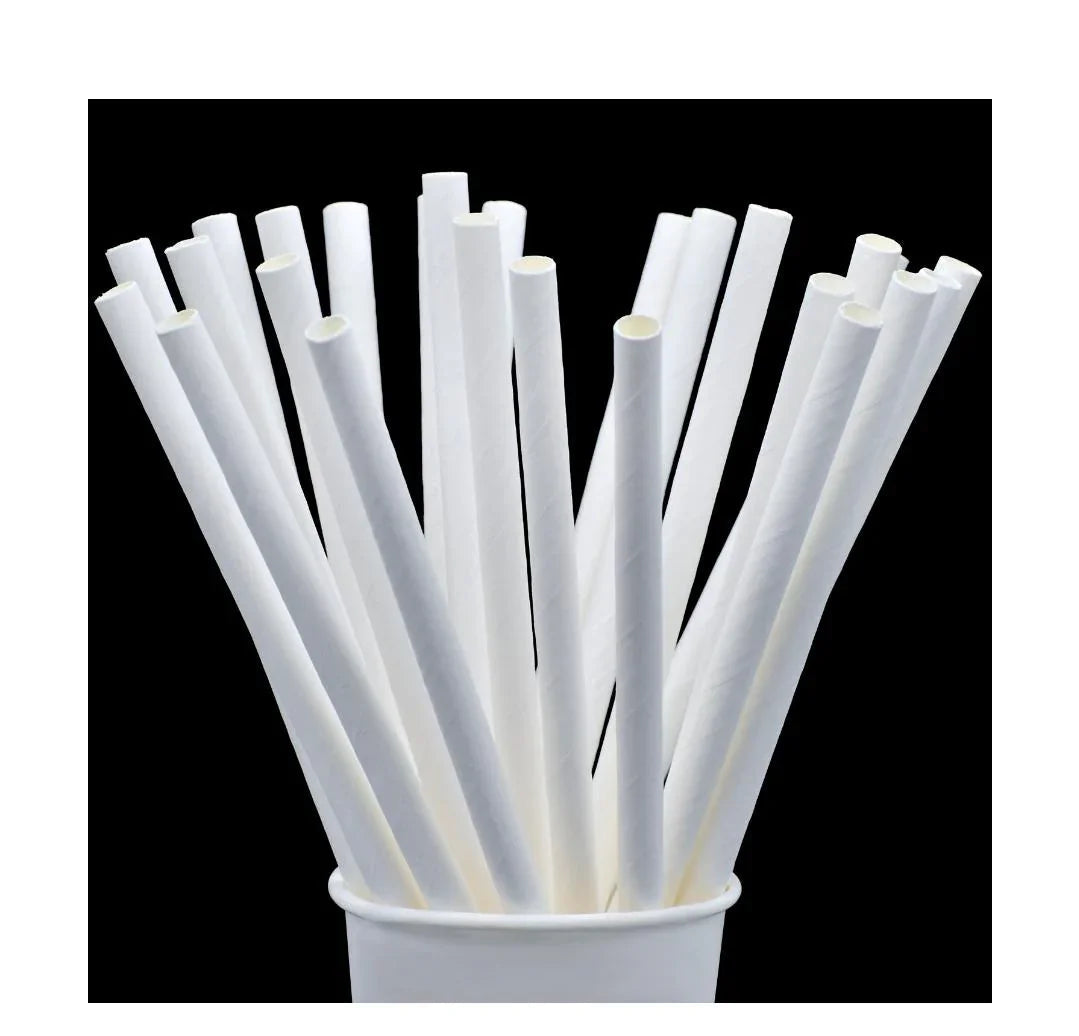 Jags Paper Straw White Plain 25Pcs 8MM JPSW8MM