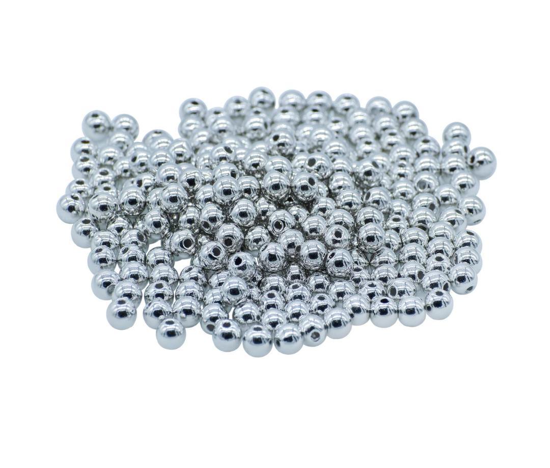 Jags Craft Beads Round Silver Colour 6MM 25Gsm JCBSR6MM