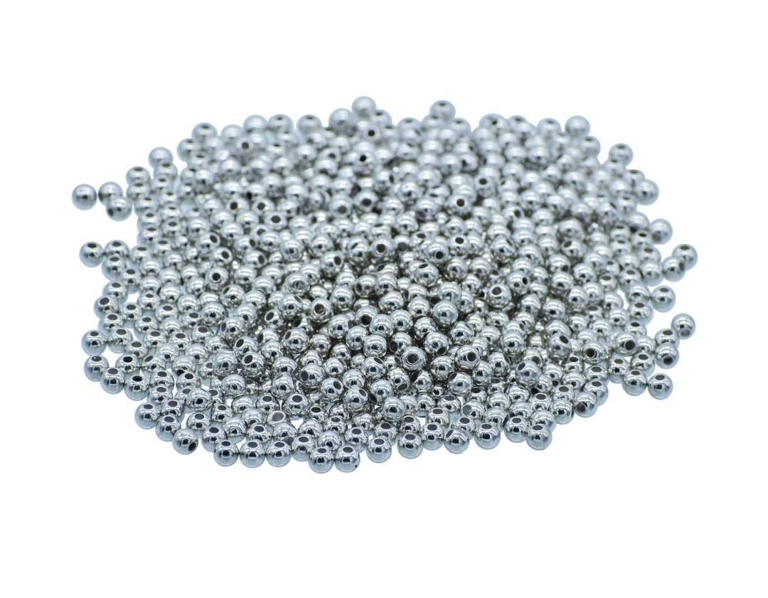Jags Craft Beads Round Silver Colour 4MM 25Gsm JCBSR4MM