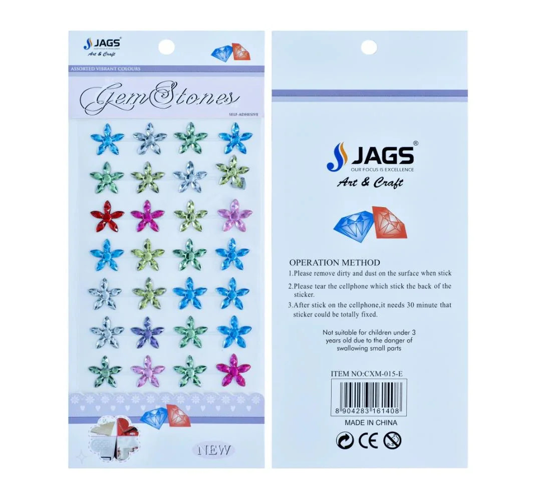 Jags Gem Stones Sticker Flower Multicolour CXM-015-E