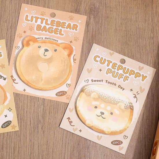 () Mini Cute Bear Bread Sticky Notes l Pack of 1 includes 30 sheets l 3X3