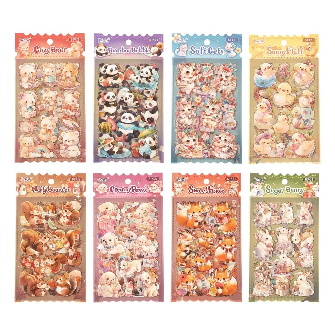 Premium kawaii Pets Journaling Stickers l Pack of 1 contains 6 Sheets l Stickers for Scrapbooking & Planners