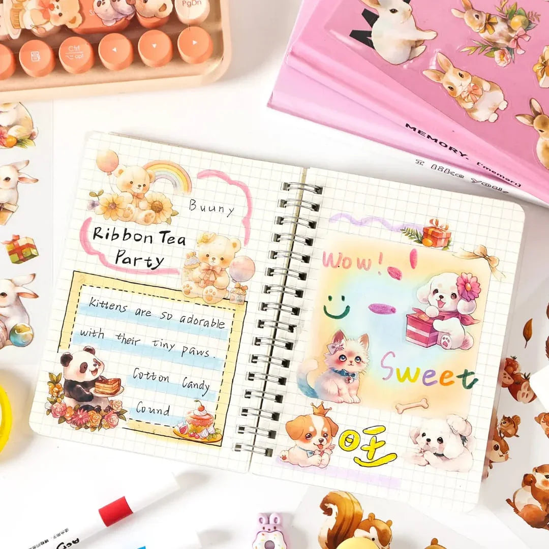 Premium kawaii Pets Journaling Stickers l Pack of 1 contains 6 Sheets l Stickers for Scrapbooking & Planners