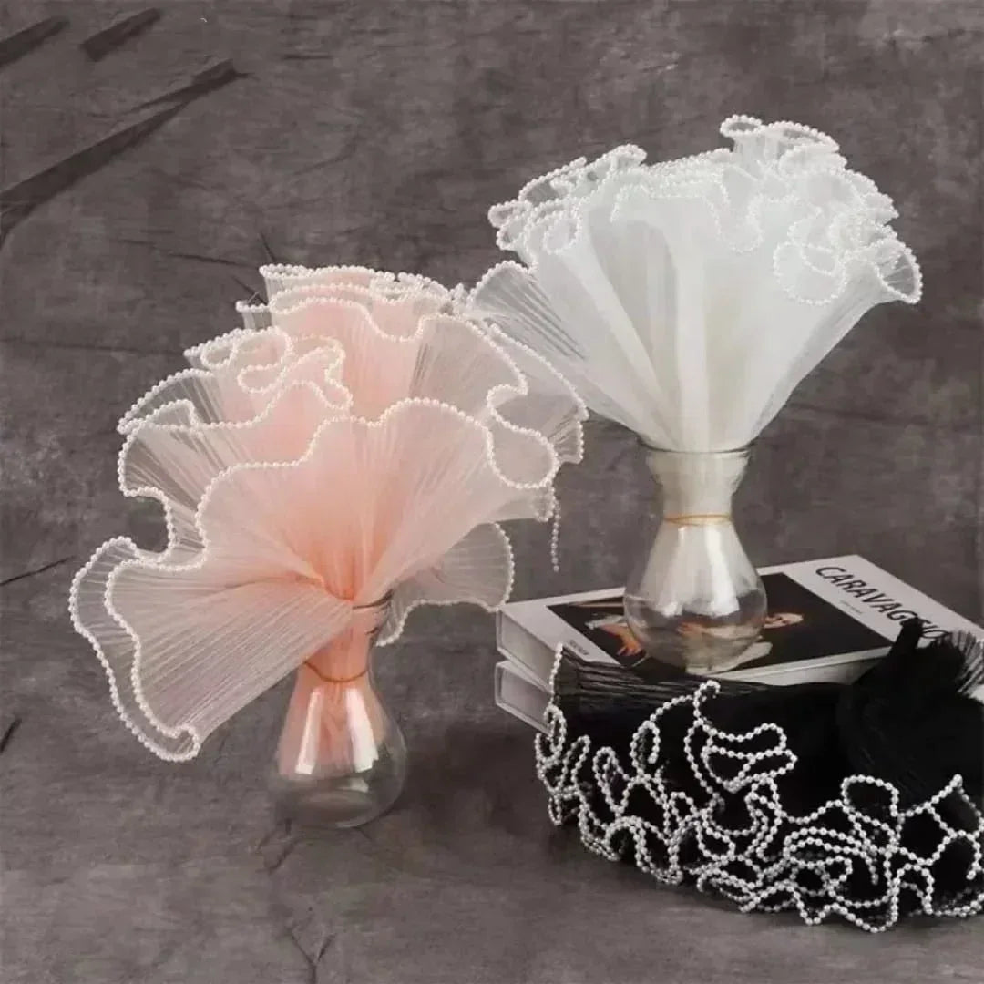 Mg2516D Off White Wrapping Paper Net Wrinkled With Border